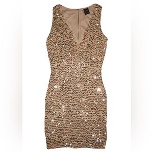 Gold Sequin Mini Dress